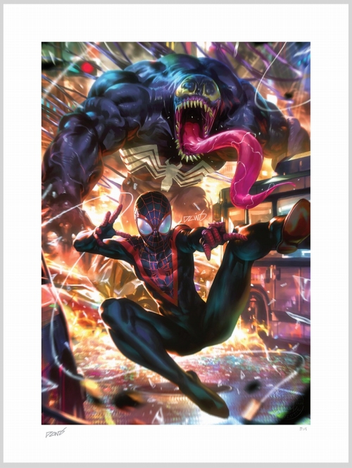 マーベルコミック/ Miles Morales Spider-Man #3 スパイダーマン vs ヴェノム  by DCWJ デリック・チュー アートプリント