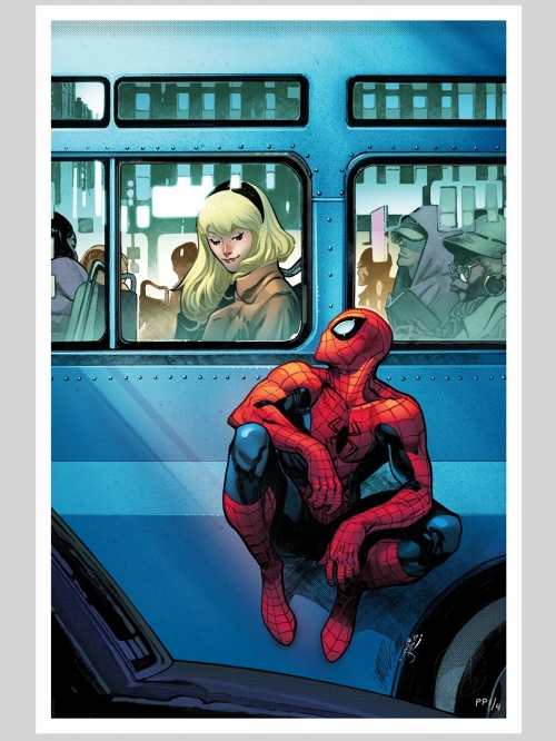 マーベルコミック/ Amazing Spider-Man #39 スパイダーマン＆グウェン・ステイシー by ペペ・ラルラース アートプリント