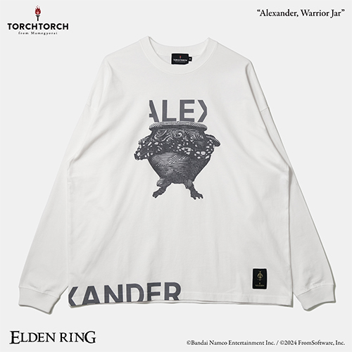 ELDEN RING × TORCH TORCH/ 戦士の壺、アレキサンダー ビッグシルエットロングスリーブTシャツ ホワイト S