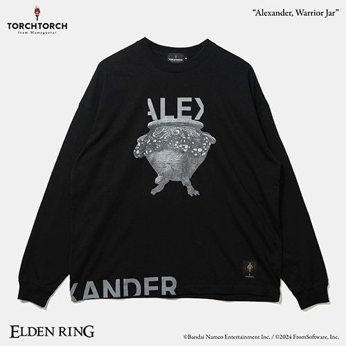 ELDEN RING × TORCH TORCH/ 戦士の壺、アレキサンダー ビッグシルエットロングスリーブTシャツ ブラック S