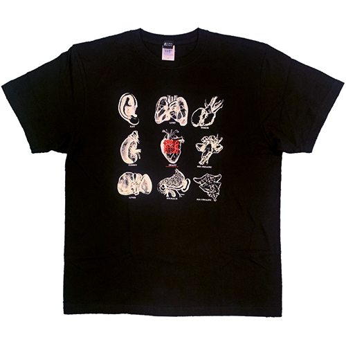 クライムズ・オブ・ザ・フューチャー/ 未来臓器の図鑑風Tシャツ（ブラック）: Mサイズ - イメージ画像
