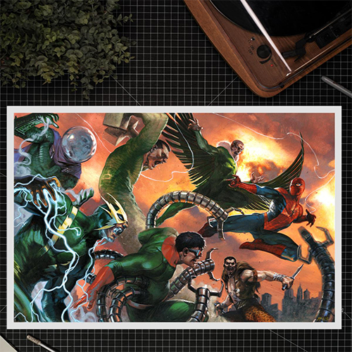 マーベルコミック/ アメイジング スパイダーマン vs シニスターシックス by ガブリエレ・デルオットー アートプリント - イメージ画像
