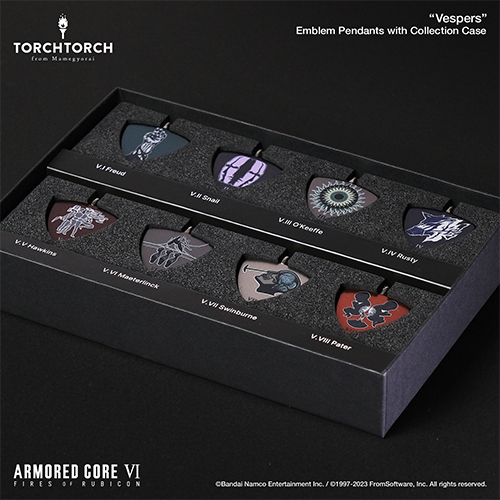 【数量限定】ARMORED CORE VI FIRES OF RUBICON × TORCH TORCH/ ヴェスパー部隊エンブレムペンダント: コレクションケース付属8種セット - イメージ画像