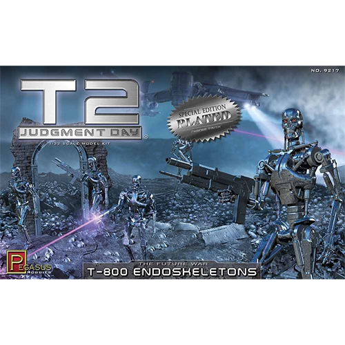 【再生産】ターミネーター2/ T-800 エンドスケルトン 1/32 プラモデルキット 5体セット（クロームメッキ仕様）