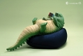 Lazy animals series レイジーアニマルシリーズ by guodong/ ワニ ダークグリーン ビニールフィギュア - イメージ画像2